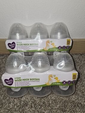 Parent's Choice Wide Neck Baby Bottles - Clear (6 Pack)